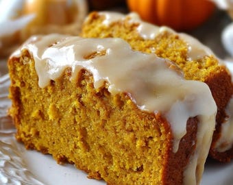 Pumpkin Bread with Brown Butter Maple Icing Recipe PDF – Cozy Fall Loaf Cake | Instant Digital Download