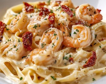 Marry Me Shrimp Pasta Recipe PDF | Creamy Garlic Shrimp Fettuccine | Sun-Dried Tomato Pasta Dinner | Instant Digital Download