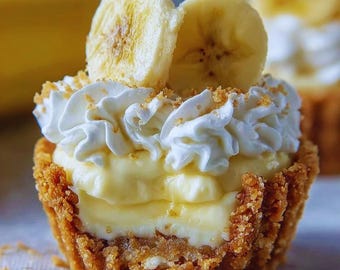 No-Bake Mini Banana Cream Pies Recipe | Easy Dessert Instant Download