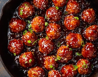 Sticky Korean BBQ Meatballs Recipe PDF | Gochujang Glaze | Sweet & Spicy Asian Dinner | Instant Digital Download