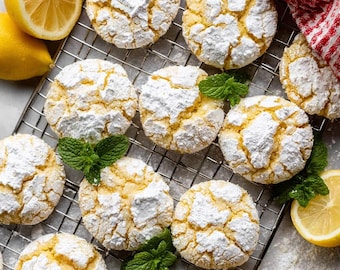 Lemon Burst Crinkle Cookies Recipe PDF | Soft Citrus Cookie Recipe | Digital Baking Download | Printable Dessert Gift Idea