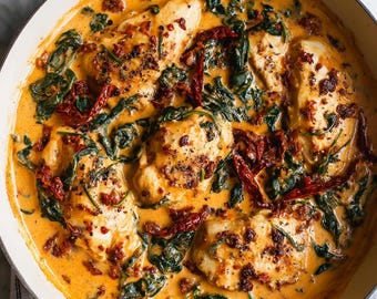 Creamy Tuscan Chicken Recipe – Italian Skillet Dinner Digital PDF Download