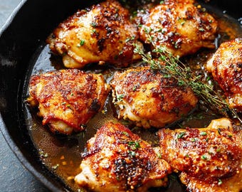 Garlic Butter Chicken Thighs Recipe PDF | Easy Skillet Dinner | Comfort Food Digital Download