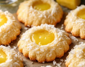 Hawaiian Pineapple Coconut Thumbprint Cookies Recipe PDF | Tropical Holiday Cookies | Digital Baking Recipe eBook