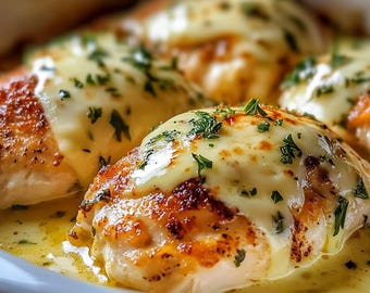 Creamy Baked Asiago Chicken Recipe PDF | Cheesy Garlic Chicken Dinner | Easy Italian-Style Meal Idea | Instant Digital Download