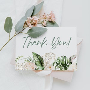 Bedankkaart, bloemen bedankkaart, roze bedankkaart, rustieke bedankkaart, boho bedankkaart, boho, roségoud