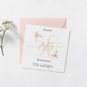 Carte des 50 ans, carte d'anniversaire de maman, carte d'anniversaire de soeurs, carte d'anniversaire de Nans, 50e anniversaire, 50e maman, 50e de Nan, 50e de soeurs