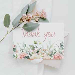 Tarjeta de agradecimiento de oro rosa, tarjeta de agradecimiento floral, tarjeta de agradecimiento rosa, tarjeta de agradecimiento, tarjeta de agradecimiento rústica, tarjeta de agradecimiento boho, boho
