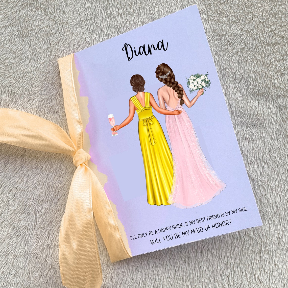 Bridesmaid Proposal Cards With Silk Ribbon Personalised Will Etsy