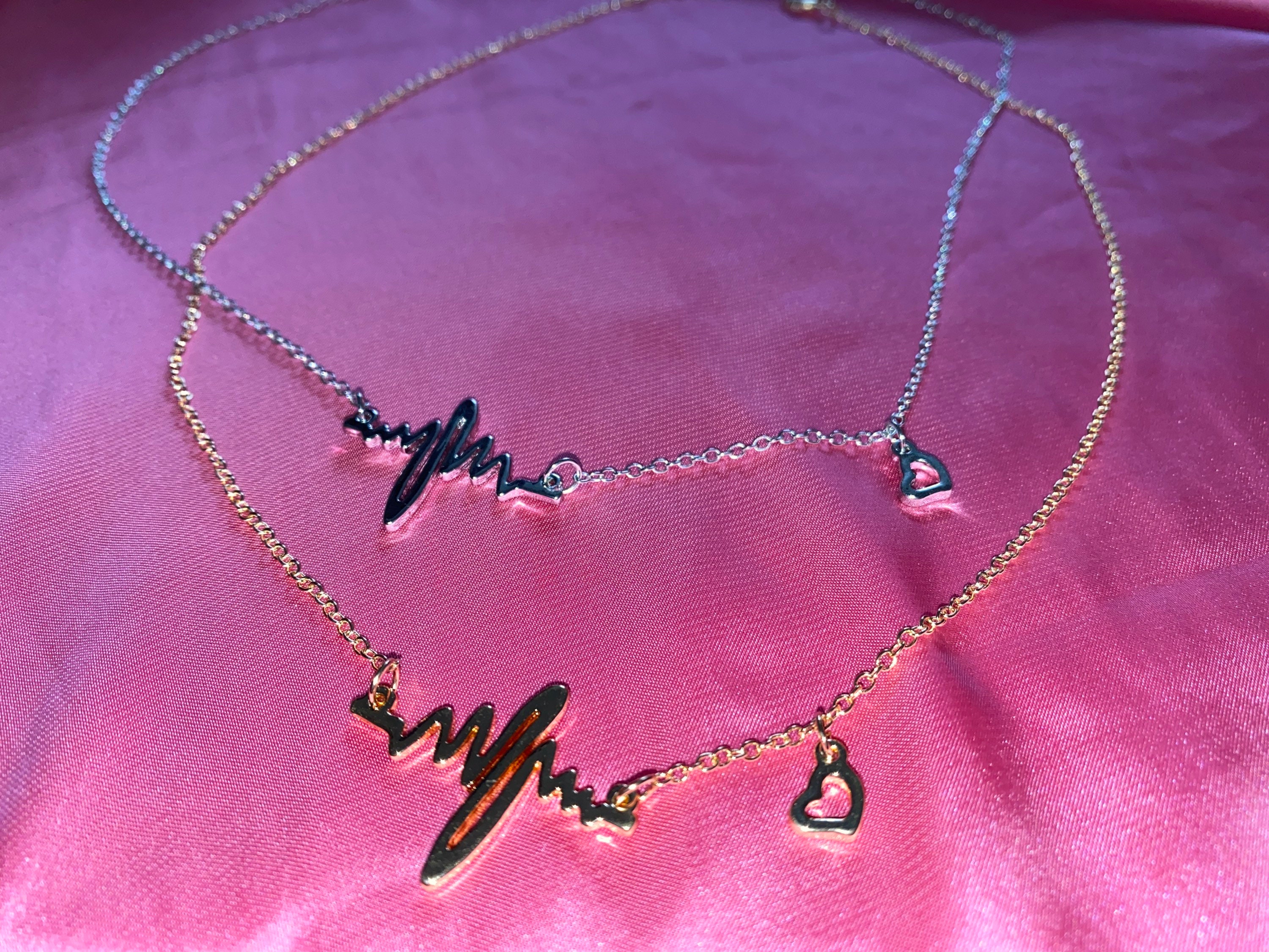 HEARTBEAT NECKLACES available in silver or gold Etsy