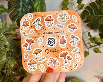 Mushroom Moods Sticker Sheet: Waterproof Fungi Stickers