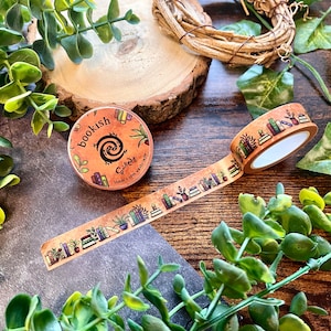 Bücherwurm Washi Tape | Braunes Bücherregal Washi | Bastelband | Planner Tape | Übertopf Blumentopf | Buch Scrapbooking | Bücherwurm Geschenk