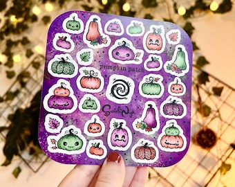 Purple Pumpkin Patch Sticker Sheet: Spooky Autumnal Stickers