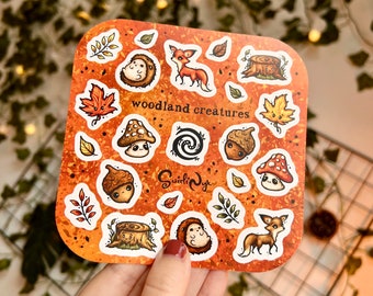 Woodland Creatures Sticker Sheet: Autumn Planner Stickers, Waterproof Vinyl