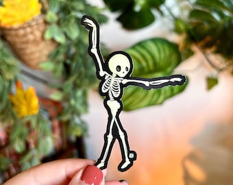 Glow in the Dark Dancing Skeleton Sticker - Halloween Vinyl Decal
