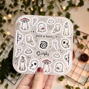 White Peek-a-Boos Sticker Sheet | Ghost Stickers | Cute Spooky Planner Stickers | Halloween | Journal Scrapbooking | Matt Vinyl | Waterproof