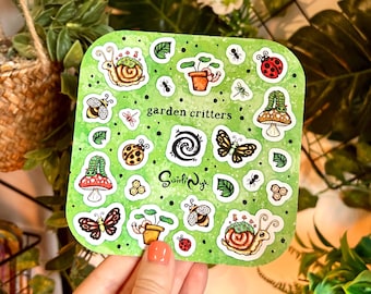 Garden Critters Sticker Sheet | Kawaii Bug Planner Stickers