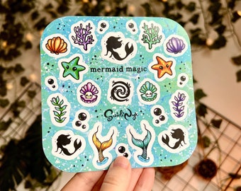 Feuille d'autocollants sirène : autocollants Ocean Planner, scrapbooking (imperméable)