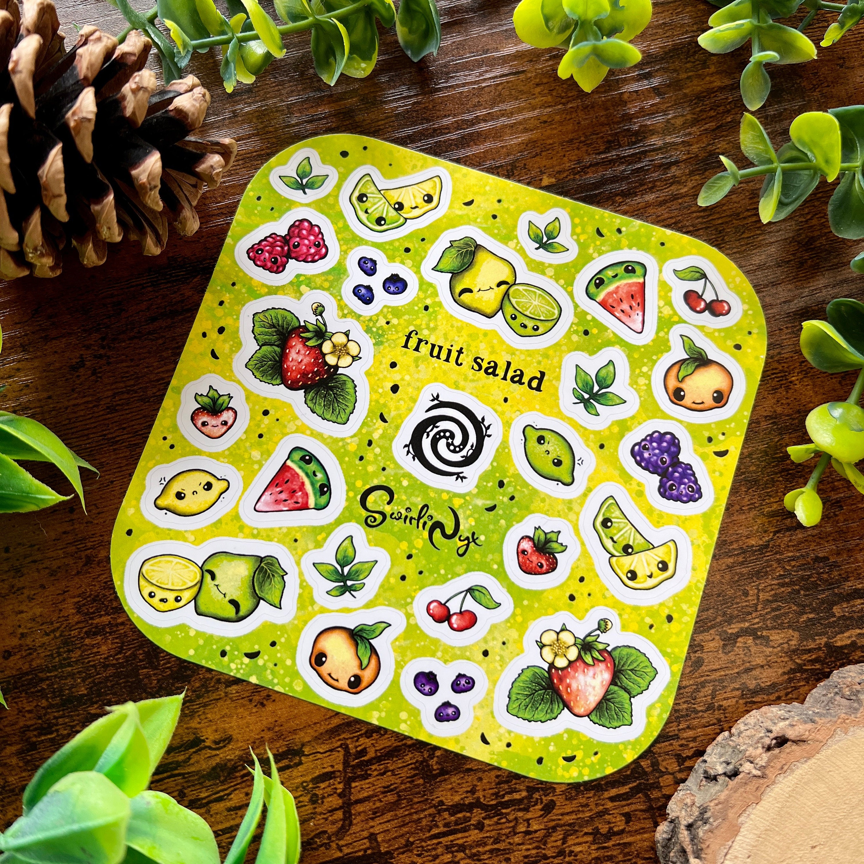 Bright Fruit Salad Sticker Sheet | Summer Fruit Stickers | Lemon Lime ...