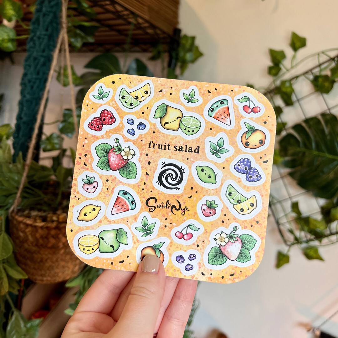 Pastel Fruit Salad Sticker Sheet | Kawaii Journaling Stickers - Etsy