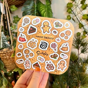 Golden Brown Süße Bäckerei Sticker Bogen | Urlaub Backen | Lebkuchenmann | Festlich | Weihnachtsaufkleber | Kawaii | Süsses Briefpapier