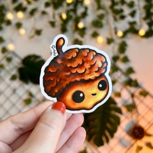 Oakley the Acorn Clear Sticker | Cute Woodland Creature | Kawaii Acorn Sticker | Die cut Sticker | Woodland Oak | Cottage Core Journaling