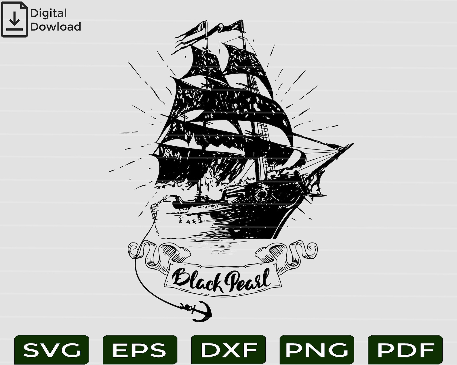 Black Pearl Ship Pirates of the Caribbean SVG-PNG/ Super | Etsy