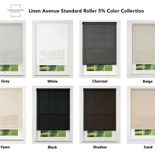 Linen Avenue Cordless 5% Solar Screen Standard Roller Shade, 78" Height (Arrives 1/4" Narrower)