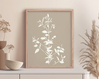 Neutral Latte Eucalyptus Art Print, Downloadable Art Print, Botanical Wall Art, Nature Print, Home Decor, Minimal Wall Art, Neutral Wall Art