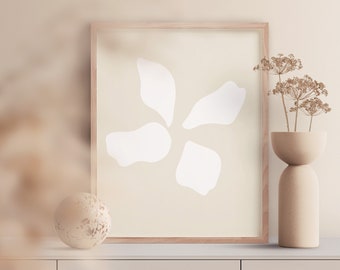 Minimal Abstract Flower Art Print, Neutral Abstract Floral Print, Downloadable Art Print, Beige Wall Print, Neutral Living Room Home Decor