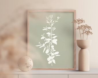 Sage Green Eucalyptus Art Print, Downloadable Art Print, Botanical Wall Art, Sage Green Home Decor, Botanical Sage Green Wall Art Print