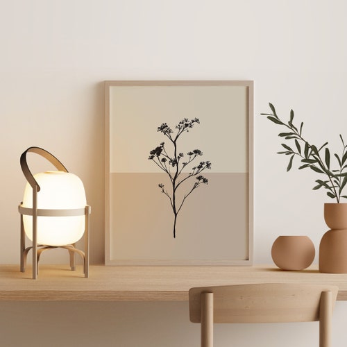 Wildflower Neutral Art Print Neutral Tone Wall Art Etsy