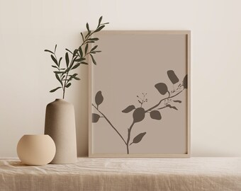 Neutral Art Print, Downloadable Print, Neutral Eucalyptus Art Print, Neutral Wall Art, Home Decor, Minimal Art Print, Modern Wall Art