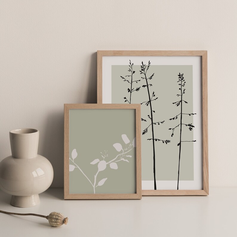 Tree Silhouette Art Print, Sage Green Printable Wall Art, Minimal Woodland Wall Art Print, Sage Green Wall Art, Nature Art Print, Home Decor image 5