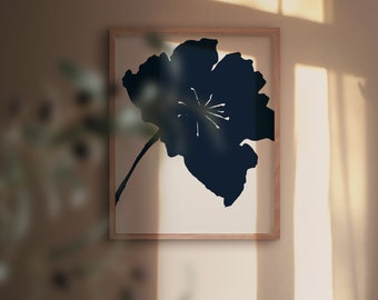 Navy Abstract Floral Art Print, Blue Wall Art, Downloadable Art Print, Navy Blue Wall Decor, Abstract Art Print, Home Decor