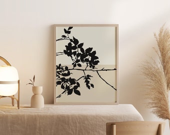 Trees and Leaves Neutral Art Print, Neutral Wall Decor, Downloadable Art Print, Neutral Art Print, Minimal Wall Art, Neutral Home Decor