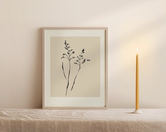 Wild Herb Neutral Print, Neutral Art Print, Downloadable Art, Neutral Wall Print, Minimal Wall Art, Nature Print, Neutral Home Decor