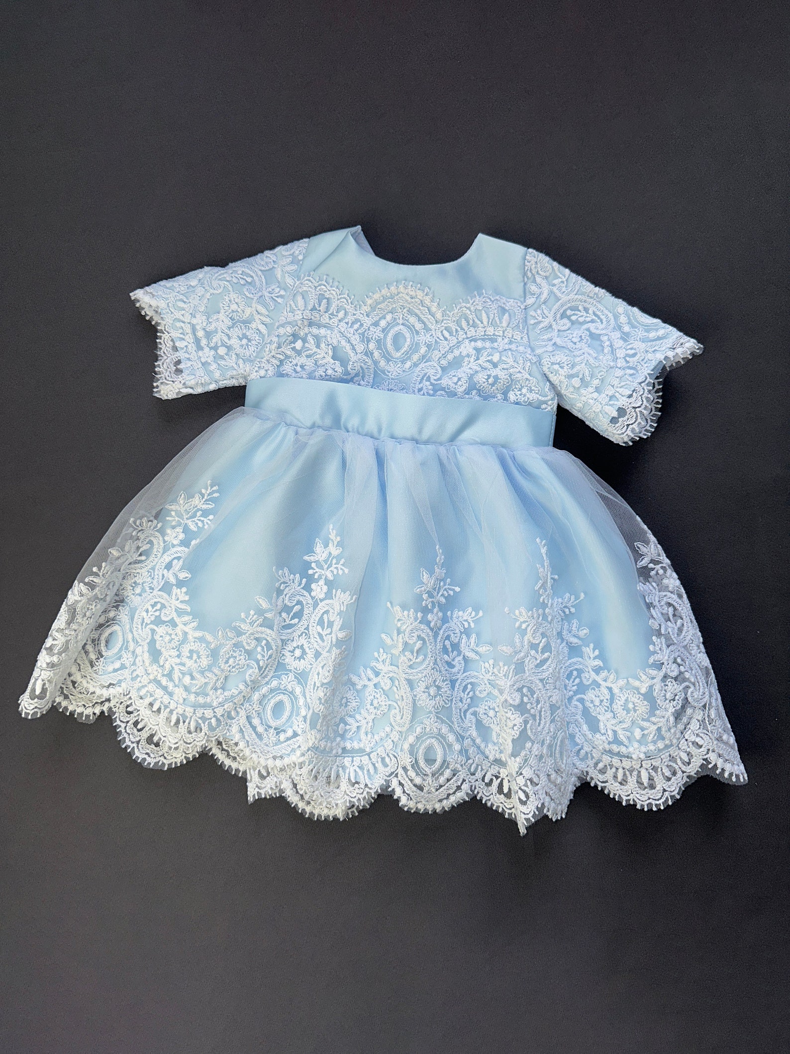 Blue Baby Girls Baptism Dress Baby Girls Christening Gown Etsy