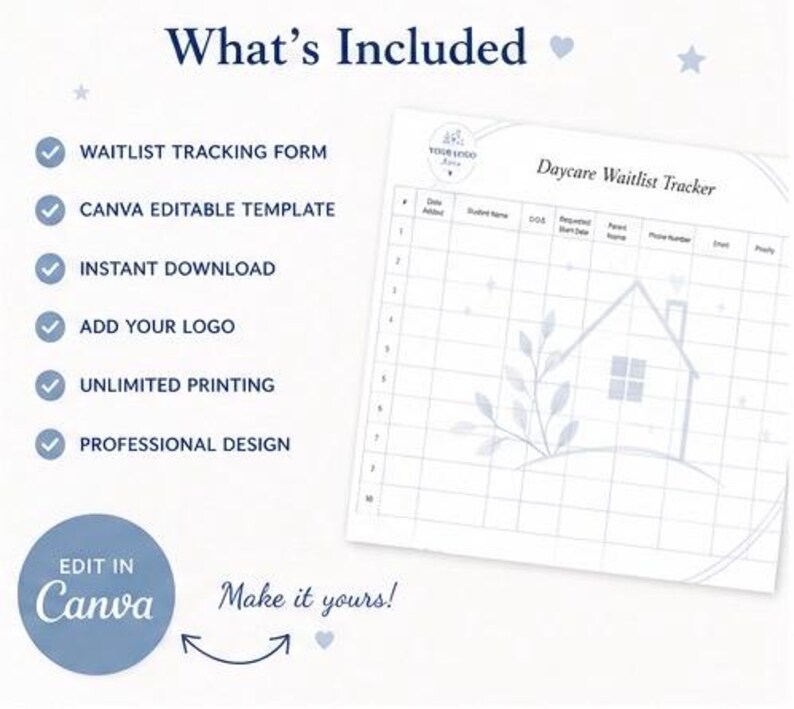 Waitlist Tracker Example Editable Daycare Waitlist Tracker | Childcare Enrollment Spreadsheet ...