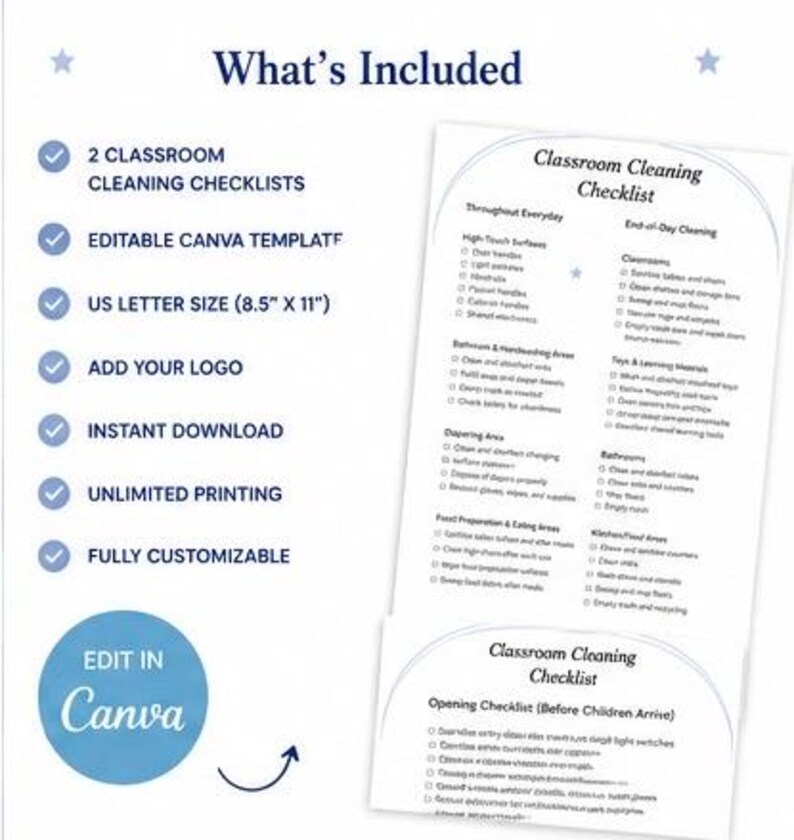 Editable Classroom Cleaning Checklist | Daycare, Preschool Log (digital ...