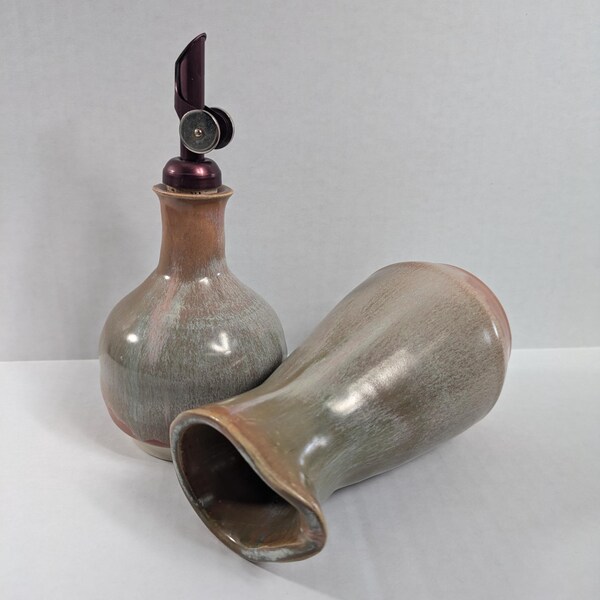 Salad dressing and oil set: handmade ceramic