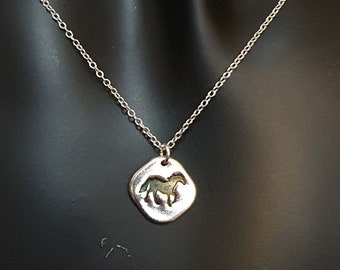 Ecofriendly Horse Pendant. Handmade from Recycled Fine Silver