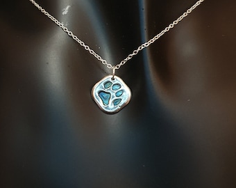 Ecofriendly Pawprint Pendant. Handmade from Recycled Fine Silver.