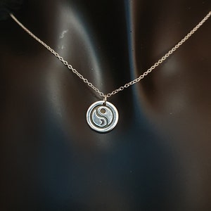 Ecofriendly Yin and Yang Sun and Moon Pendant. Handmade from Recycled Fine Silver.