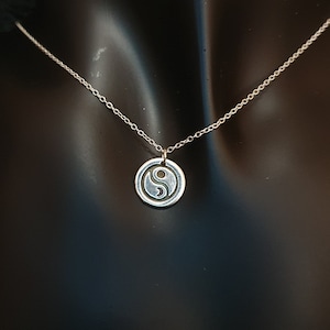 Ecofriendly Yin and Yang Sun and Moon Pendant. Handmade from Recycled Fine Silver.