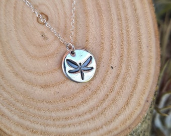 Dragonfly Pendant. Handmade from Recycled Fine Silver