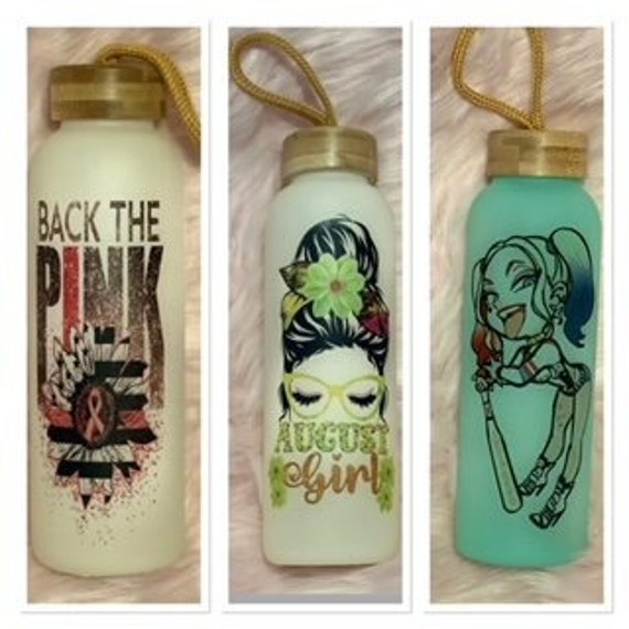 Customized 25oz Frosted Glass Water Bottle With Bamboo Lid | Great for  Summer Trips | Graduation Gifts | Teacher Gifts - Etsy