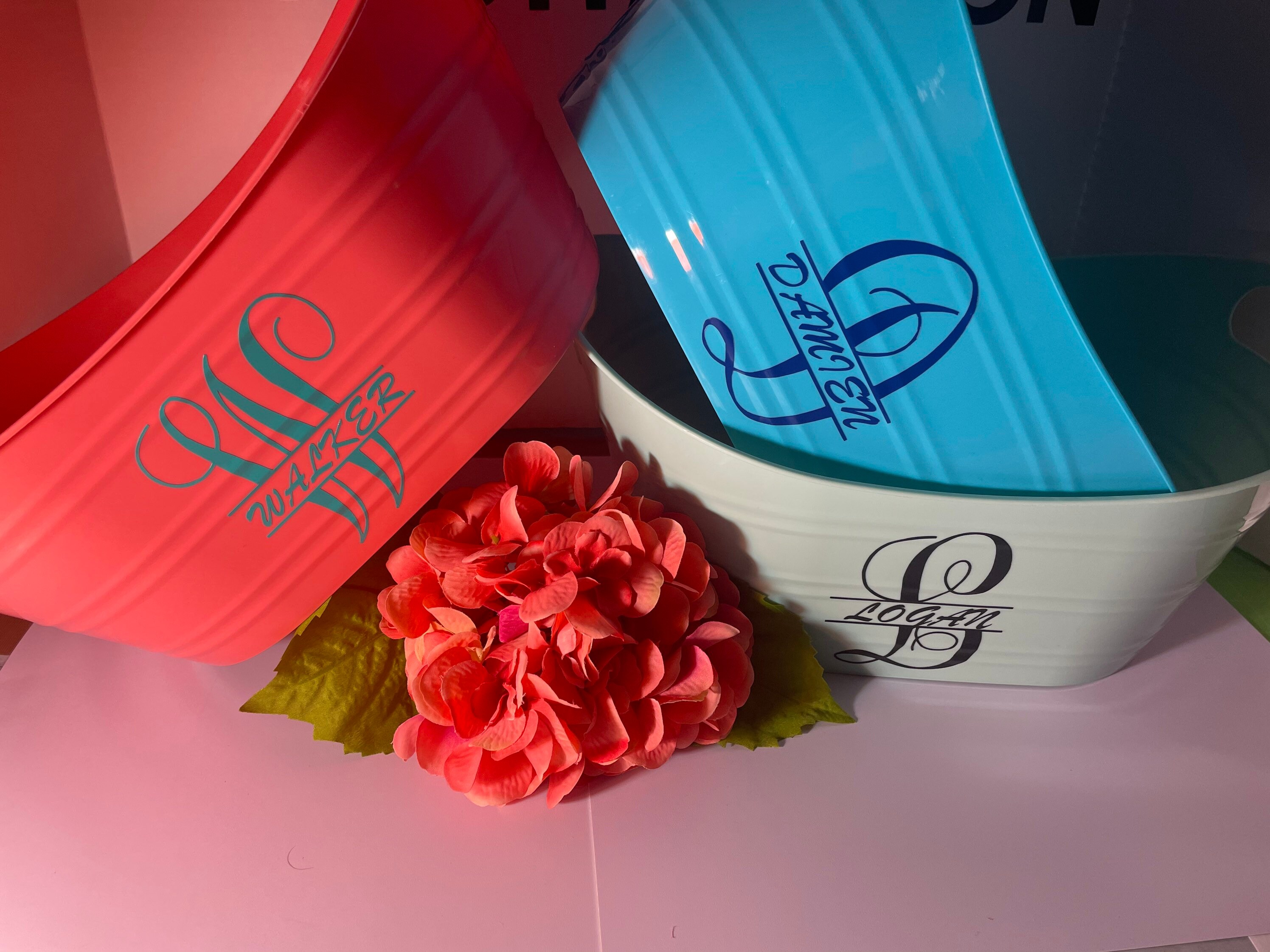 Cesta de almacenamiento de plástico personalizado / cubos | Etsy