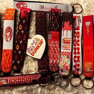 Custom made Dunkin/Starbucks Wristlet Lanyards and keychains