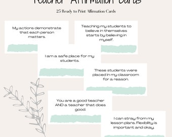 Teacher Affirmation Cards*Printable*